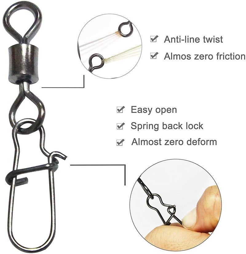 Shaddock Fishing Rolling Barrel Swivel Snaps, 210pcs With Nice Snaps High Strength Copper and Stainless Steel Fishing Line Connector Tackle Kit for Saltwater Freshwater - Image 2
